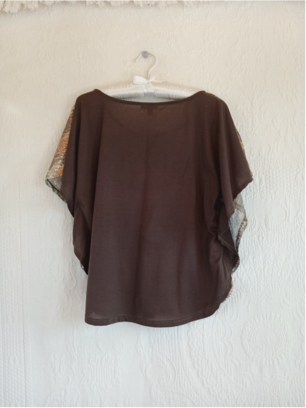Bongo Sequin Dolman Blouse Brown Copper western tribal boho metallic sparkle LG - Picture 10 of 11